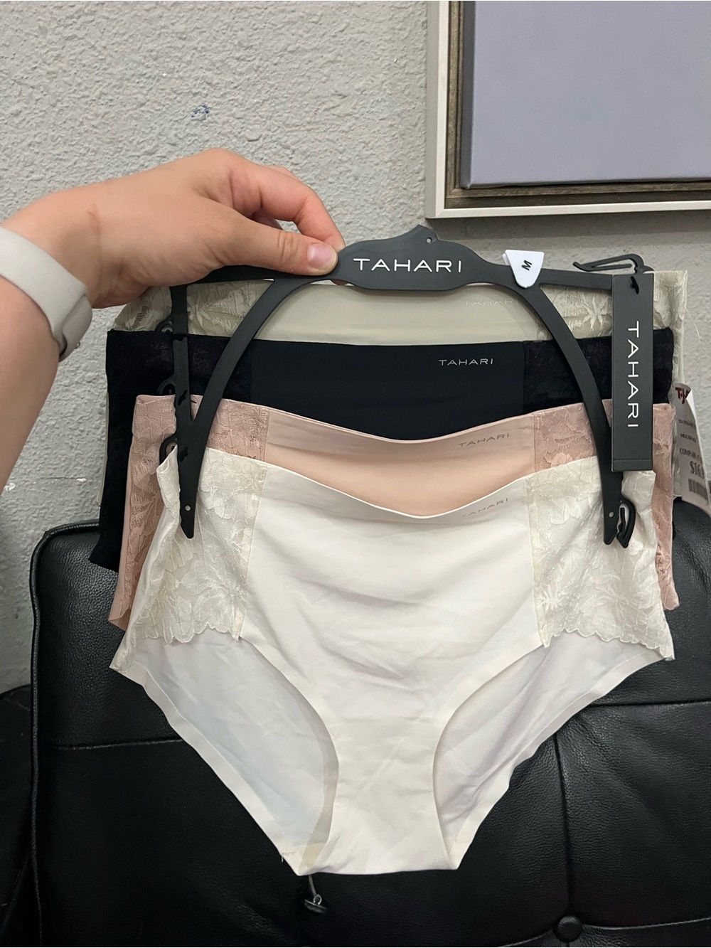 Tahari Lace-Trim High-Waist Briefs Pack - Black, Blush, Ivory